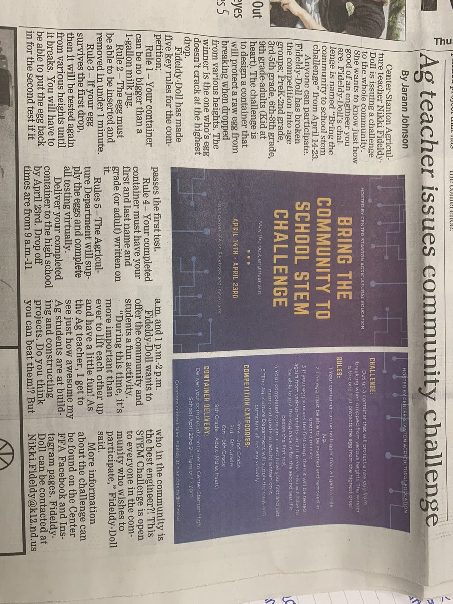 Some much needed pick me ups in the paper today!  Center FFA is doing great things!