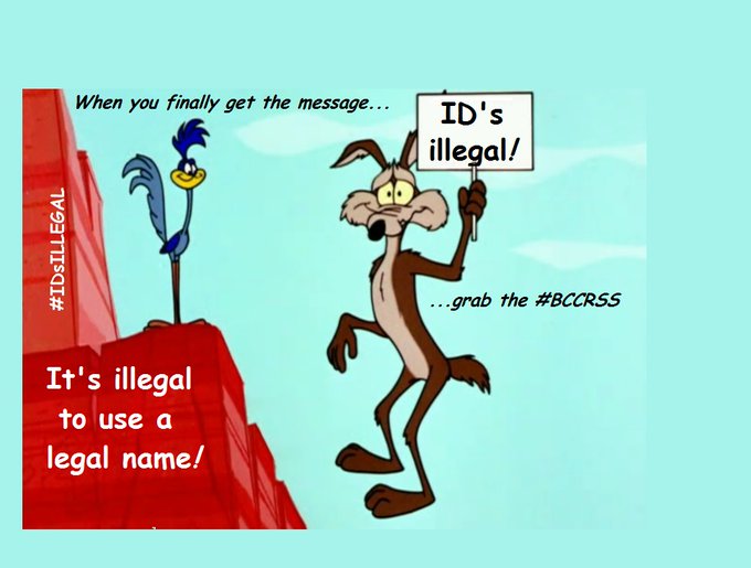 NotaVerity's tweet photo. #DeepLearningTruth #LegalFact
IT'S ILLEGAL TO USE A LEGAL NAME!

#IDsILLEGAL see #TruthBillboards Get your #BCCRSS #TheEscapeClause at https://t.co/qvCIdDU3En

Tavistock Institute
@t_i_h_r
@TaviRelations
Dr Eliat Aram
@Lucie_Walker
@Philip_Corran
@egosnet
@ximtex

#10Laws #StopID https://t.co/yV6nSwhEDd