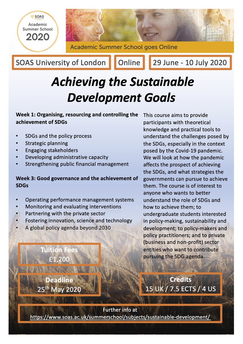 albertoasquer's tweet photo. What happens to the Sustainable Development Goals after the pandemic? Let us explore at the online SOAS Summer School programme on Achieving the Sustainable Development Goals on 29/6-10/7, https://t.co/6elBaMAvVs https://t.co/Btl7VVemxS
