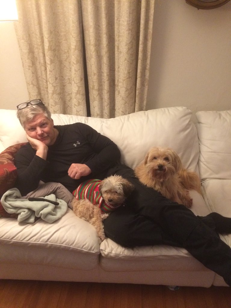 DoubleU_illo's tweet photo. my dad 4 months ago: we are not getting a second dog!!! I don’t even like small dogs.  

also my dad: awww where’s my little lady https://t.co/Y2LD3fbaPD