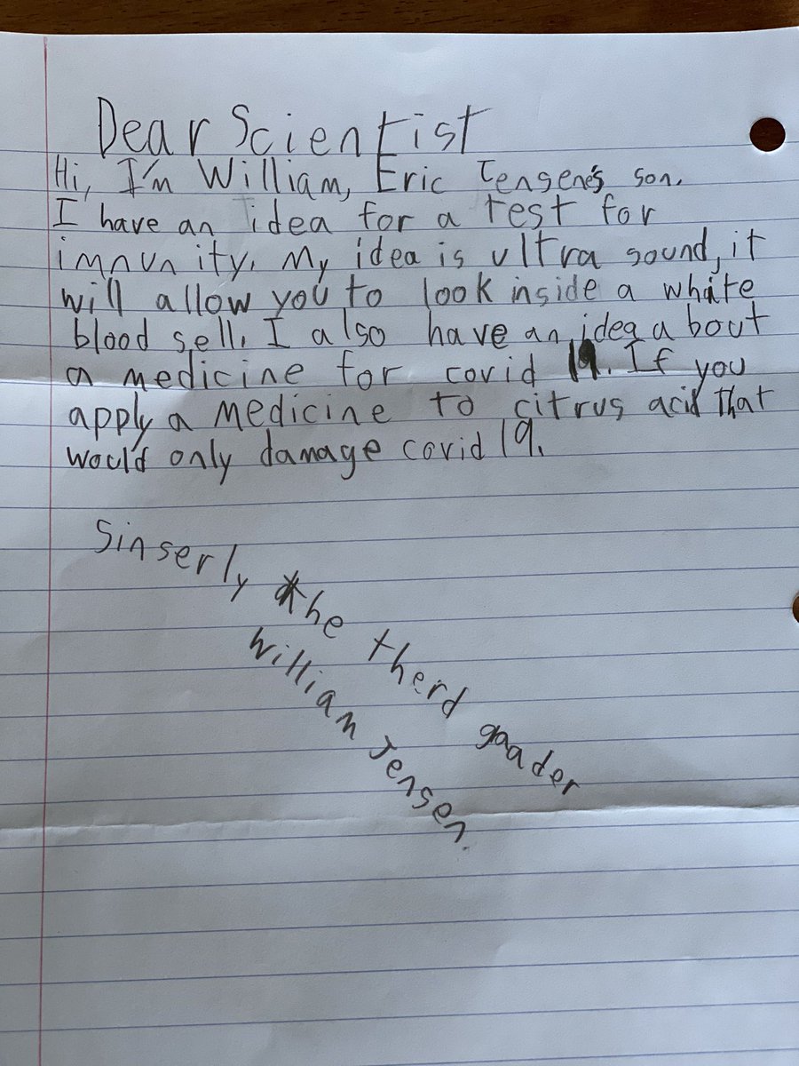 Eric H. Jensen (@erichjensenmd) on Twitter photo Kids curing Covid-19!!! My son William is doing his part to share great ideas on how to fight #COVID19 !!! If any scientists want to give him feedback, it would make his day! <a href="/UMNSurgOnc/">UMN Surg Onc</a> <a href="/UMNSurgery/">UMN Surgery</a> <a href="/DenboJw/">Jason W Denbo</a> <a href="/UMNCancer/">Masonic Cancer Center, University of Minnesota</a> Kids curing Covid-19!!! My son William is doing his part to share great ideas on how to fight #COVID19 !!! If any scientists want to give him feedback, it would make his day! <a href="/UMNSurgOnc/">UMN Surg Onc</a> <a href="/UMNSurgery/">UMN Surgery</a> <a href="/DenboJw/">Jason W Denbo</a> <a href="/UMNCancer/">Masonic Cancer Center, University of Minnesota</a>