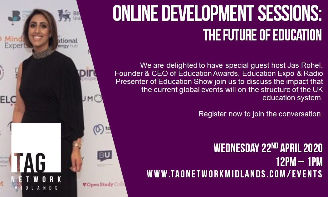 TAGNetworkMids's tweet image. Join our Development Session as we discuss 'The Future Of Education' w/ special guest host Jas Rohel, CEO of @AwardsEducation. We will be delving into the impact of current global events on the education system within the region.

SIGN UP at tagnetworkmidlands.com/events