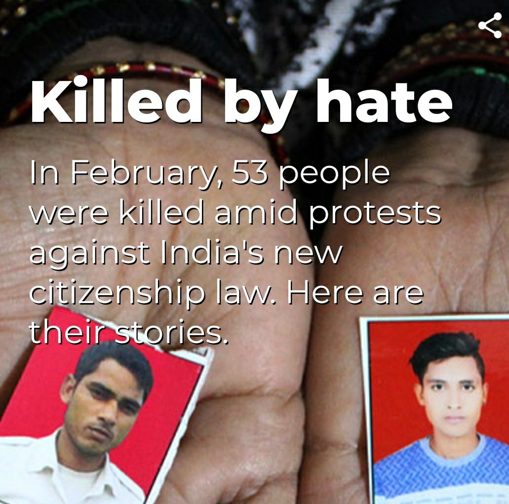 IndiaAboriginal's tweet photo. Delhi victims #KilledByHate
In February 2020 at least 53 Indian People were killed in the worst Hate violence In Delhi
Profiles of those killed in violence around India's #CAA_NRC_Protests #protests #coronavirus
#ArrestRangoliChandel
#Covid_19 #India
https://t.co/RGTRcrjPKY https://t.co/KVqvERf15N