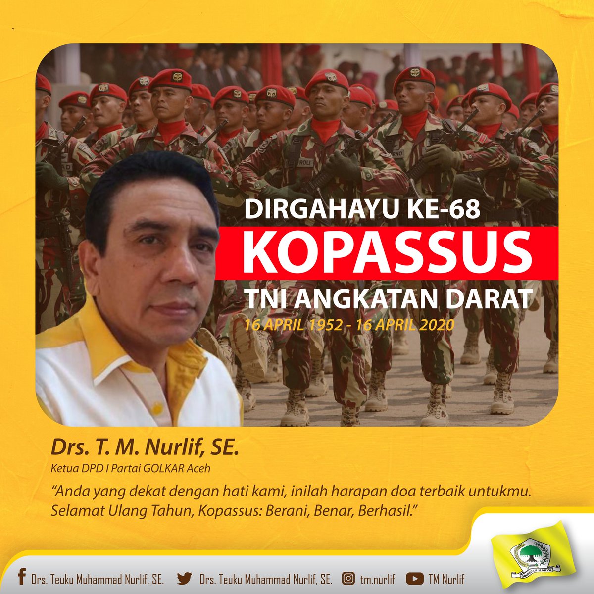 TM_Nurlif's tweet photo. #dirgahayukopassus68 
#sajantmnurlif https://t.co/RDvvtby6QG