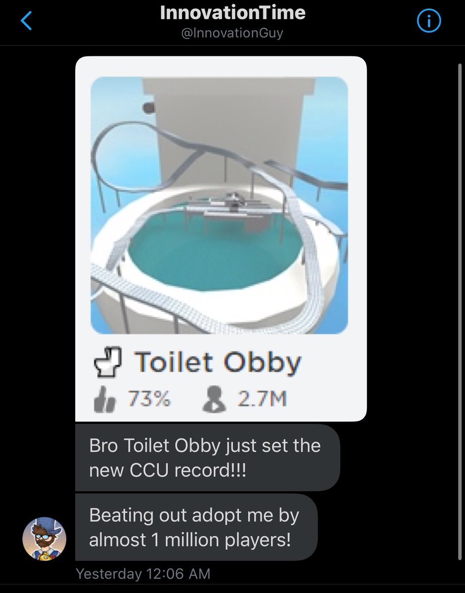News Roblox On Twitter News Toilet Obby Broke The Rolbox Player Record By 1 Billion - roblox bathroom obby