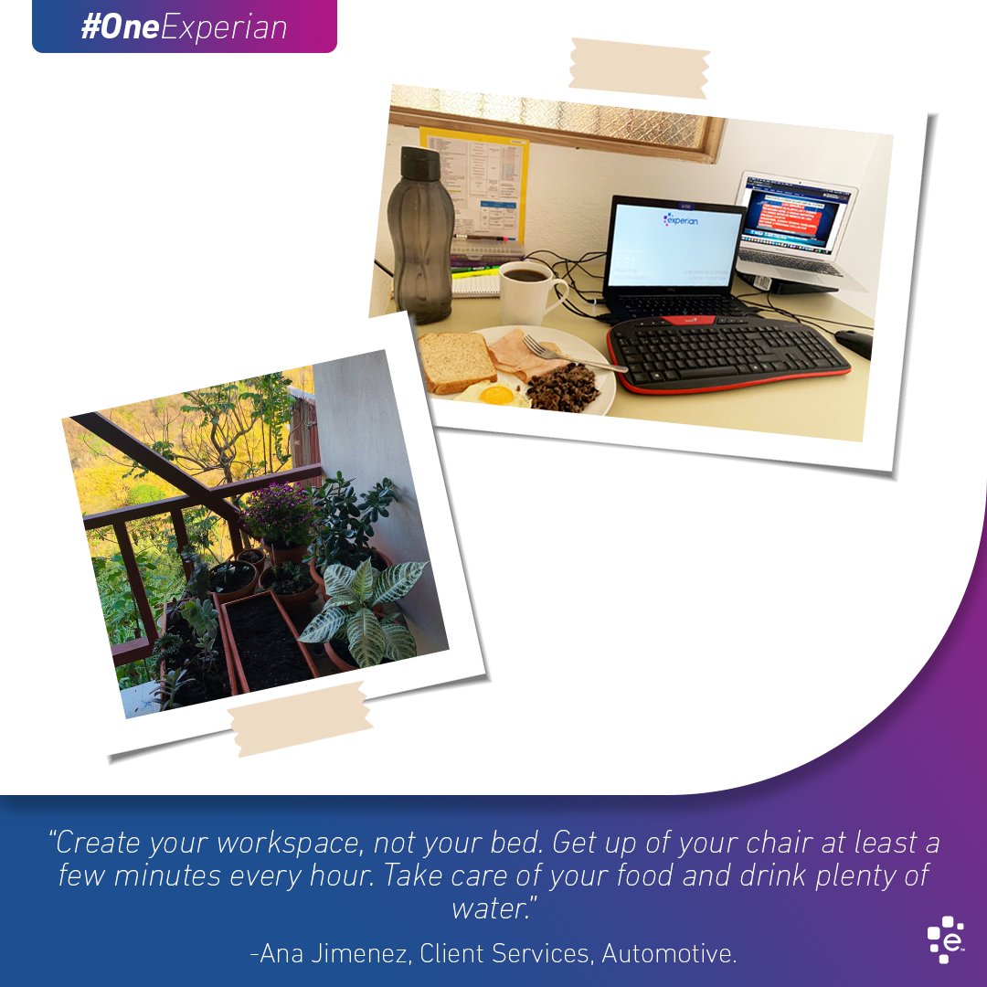 ExperianCR's tweet photo. Over the past days, we invited colleagues to share their way of keeping balance in recent weeks spent at home.
Ana Jimenez shared three tips for #WorkingFromHome effectively. 👩💻
#ExperianLife #UniquelyExperian #OneExperian https://t.co/nm1fIMAp5p