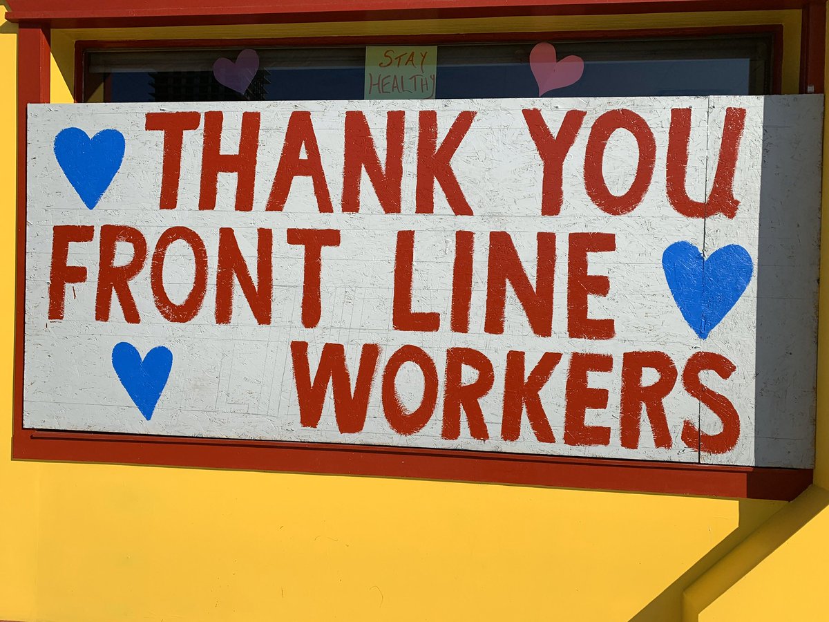 PCRElliott's tweet photo. Love seeing these signs on storefronts down town!! @joekoolslondon @CityofLdnOnt #ldnont #thankyou #AllInThisTogether #supportourfrontlineworkers @lpsmediaoffice https://t.co/0TaTym5jdj