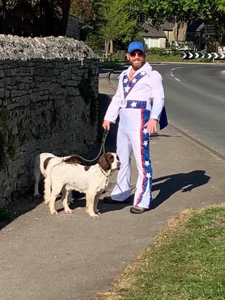 This is my favourite yet!  Steve’s dog walk today. Evil Knievel!! 