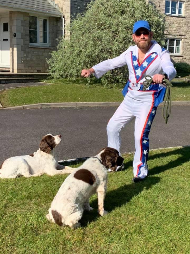 This is my favourite yet!  Steve’s dog walk today. Evil Knievel!! 