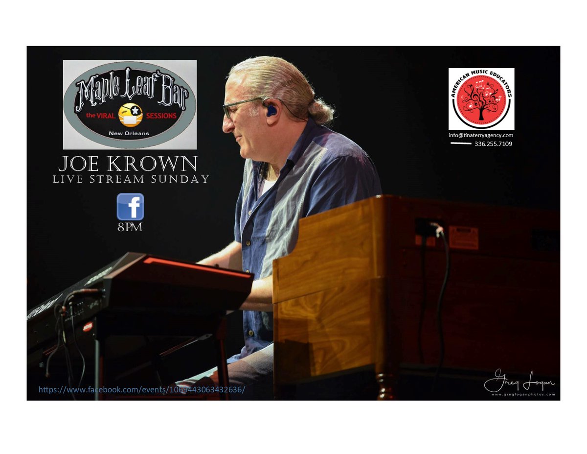 american_edu's tweet photo. @JoeKrown, every Sunday. #free #livestream @MapleLeafNOLA #theviralsessions  8pm.  This Sunday will focus on #neworleans style piano.  @norleansinfo 
https://t.co/UJzXcvjd5F https://t.co/GbHpfIlPoA