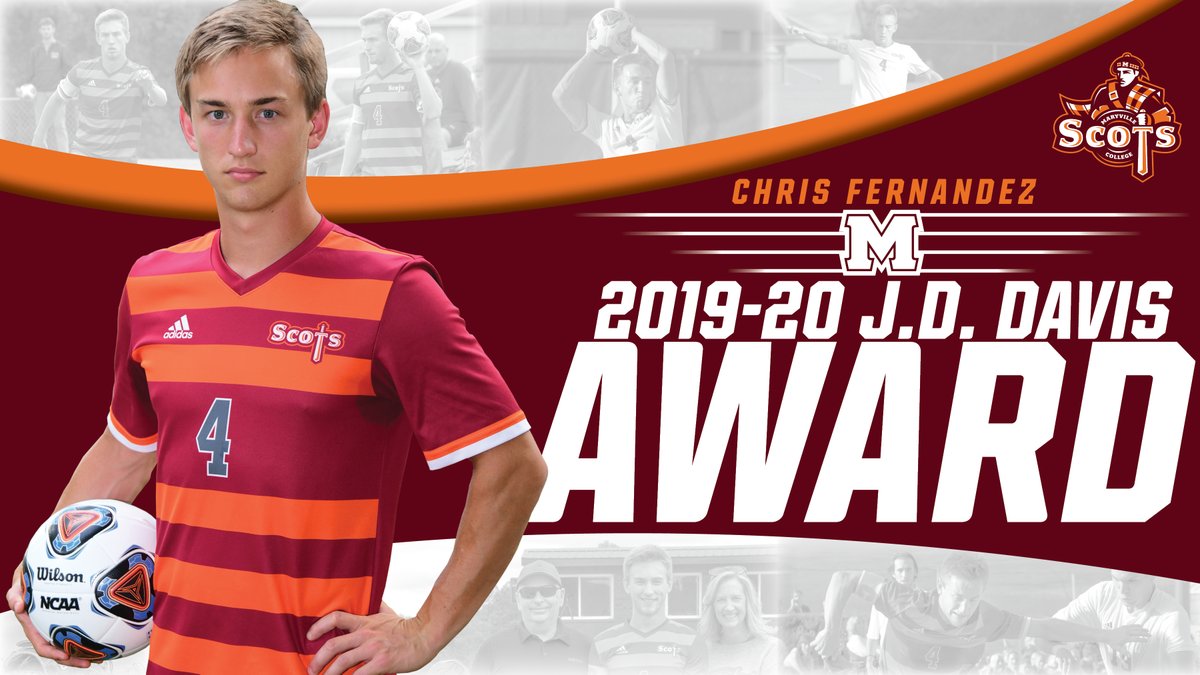 MCScots's tweet photo. The 2019-20 Male J.D. Davis Award Winner is soccer standout Chris Fernandez! This three-time All-Conference honoree excelled in the classroom as a double major in Mathematics &amp; Computer Science, tallying many honors with a 3.99 GPA! Go Scots! #ScotsNation https://t.co/fPCSFpJKv9 https://t.co/ICB9zHYRXf