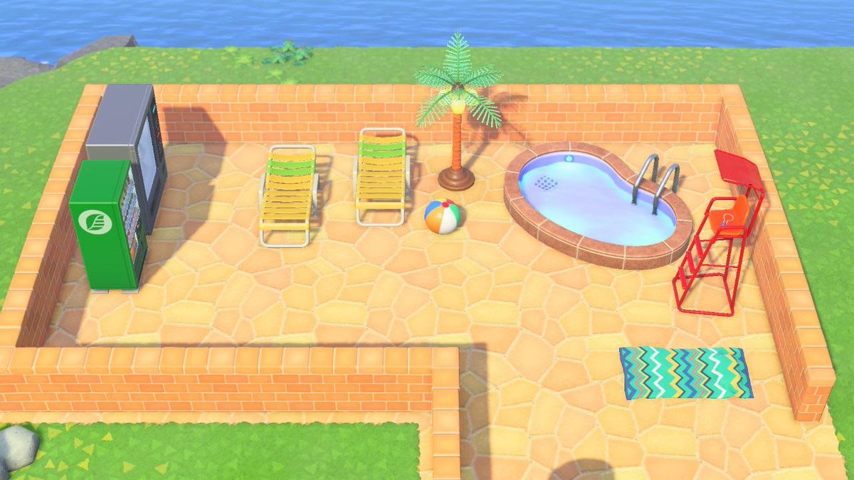 47. Une piscine publique(Source :  https://www.reddit.com/r/AnimalCrossing/comments/g253sz/public_pool/)