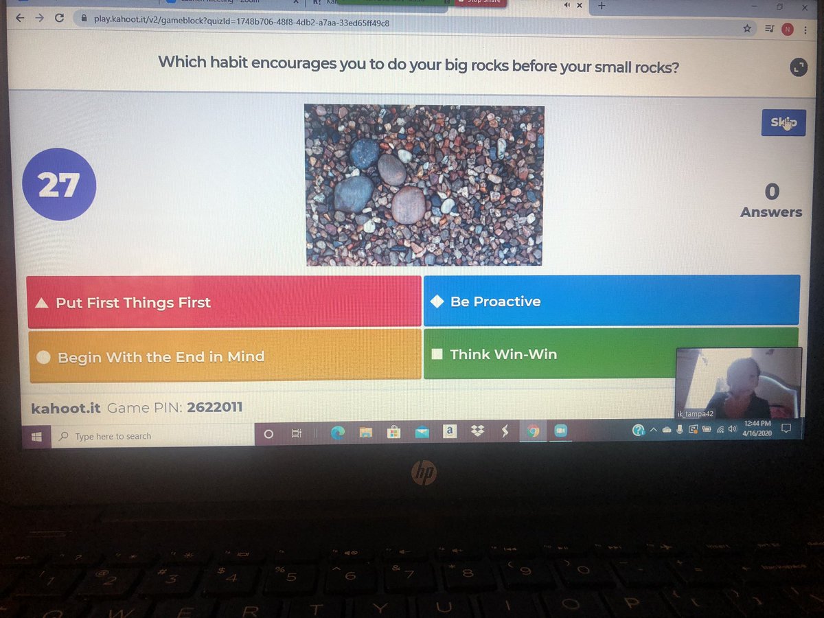 MissMarchio's tweet photo. Practicing our 7 Habits with our Leadership Day Kahoot! during Lunch Bunch today! ❤️🐬#3rdLightsTheWay #BetterTogether https://t.co/ivJP6u6v6N