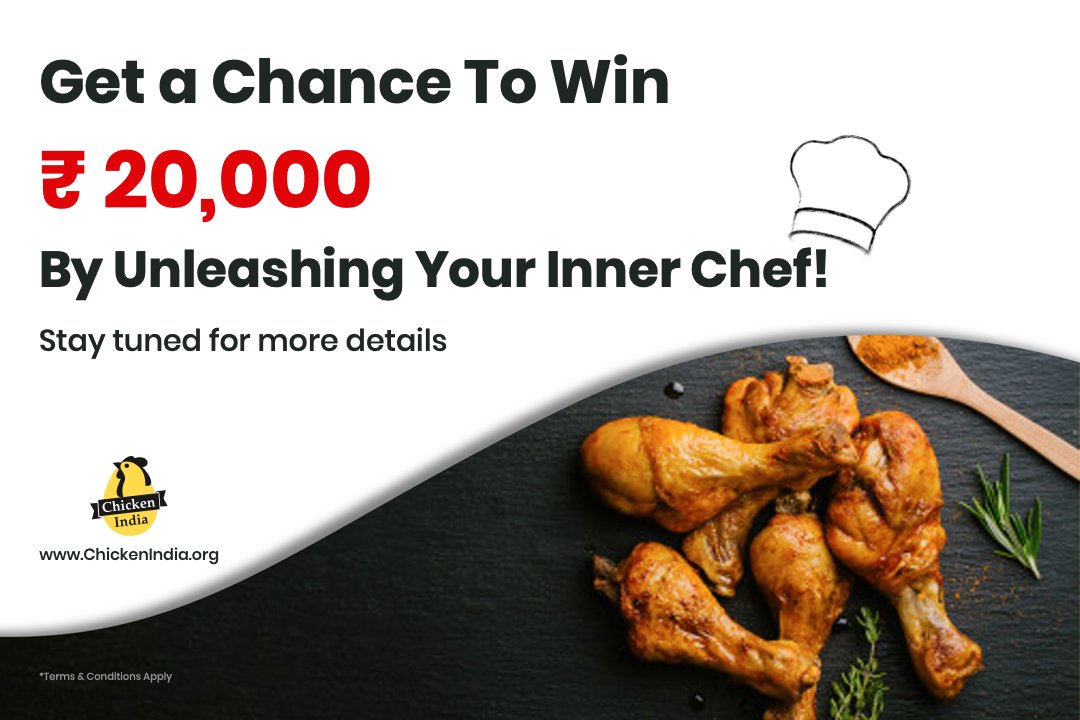 ChickenIndiaOrg's tweet photo. Boost your immunity by creating your own Chicken or Egg dish and get a chance to win Rs 20,000 everyday sitting at home.
More details out tomorrow!
#ChickenIndia #CookingContest #CreateYourOwnDish #ChickenRecipes #EggRecipes #ImmunityBoostingFood https://t.co/iiSB5z5i38