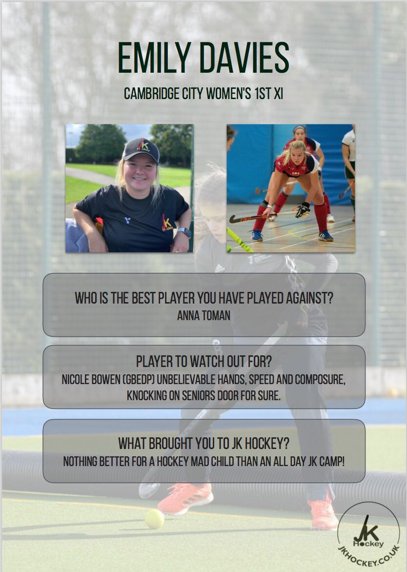 JKHockey_'s tweet photo. 🆕 One time attendee &amp; now regular weekly coach @EmDavies17 

1️⃣ Em rates @Y1Hockey athlete @anna_toman as the best she’s played against. 
2️⃣ Watch our for Nicole Bowen a very talented ball carrying defender from @EULHC 
3️⃣ Em is also a very talented Cricketer https://t.co/lzv0vOCy5v
