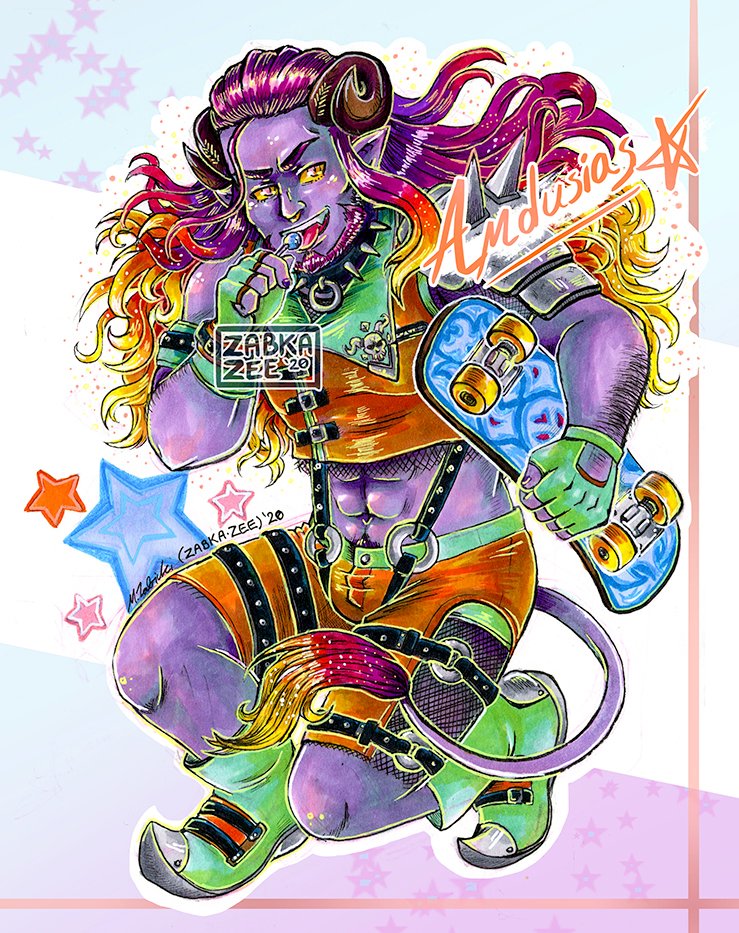 zabkazee's tweet photo. Remember when I asked you guys to help me design a devilish abomination at the end of February? No worries, I completely forgot too! 😃
His name is Amdusias & he's a radical dude. 🔥🛹😈🍭
#makeademonoc #originalcharacter #demon #markers #art https://t.co/wlowoUdmFK