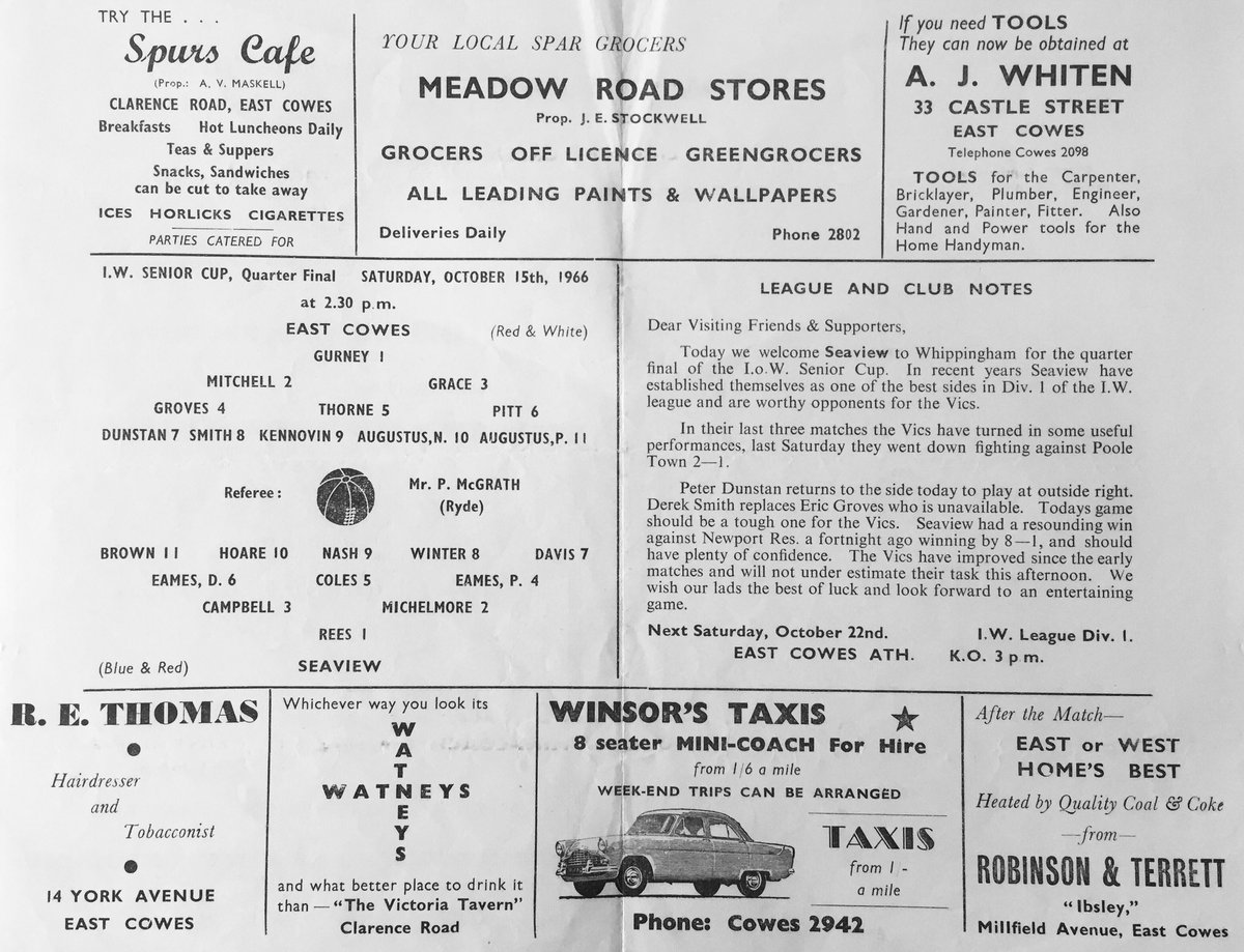 East Cowes Vics v Seaview 
IW Senior Cup Q/F 15/10/66
The prolific Nobby Nash up front for Seaview
#EastCowes #UTV #Seaview #IOW 
#IsleOfWight #EProgs