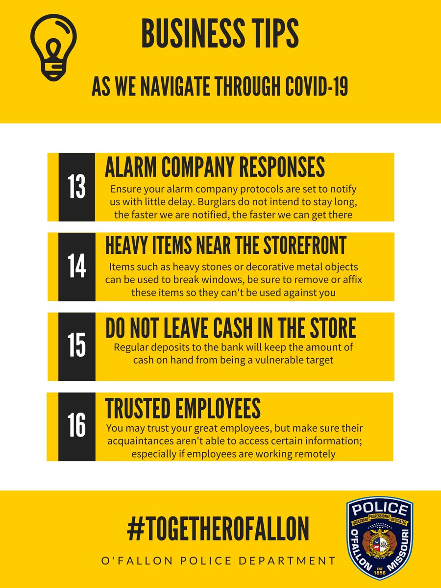 OFallonPolice's tweet photo. We originally shared these tips a couple weeks ago, but we are going to share them each day at noon throughout this week too.
#TogetherOFallon https://t.co/uuAcKxSUZv