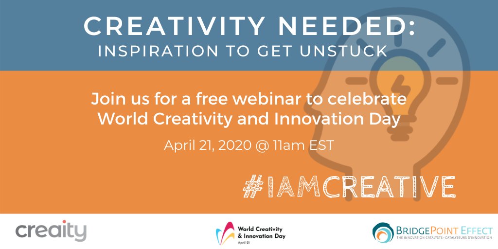 creative_janice's tweet photo. FREE webinar 🖥️
🗓️April 21, 2020
Join us to celebrate World Creativity and Innovation Day
@creaity_
👉Register at https://t.co/mL2lwtVwqn

#creativity #onlinelearning #innovation #creativethinking #unitednations #WCID #WCIW #CreativityNeeded #IAmCreative #bridgepointeffect https://t.co/GcVVowP7RZ