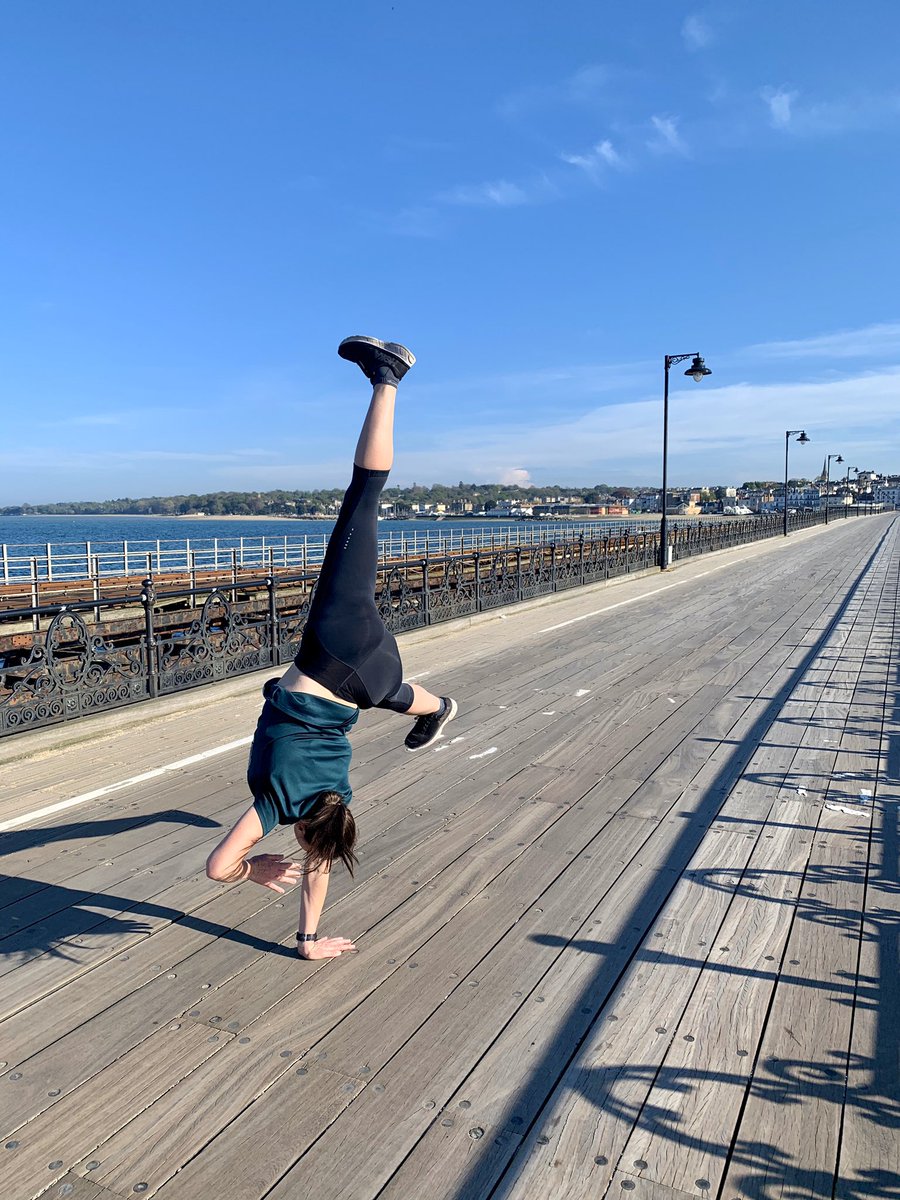 Today’s running adventures were much more fun because I had a run buddy <a href="/MiaSwims1/">Mia 🐠</a> we jogged mostly, ran some very short fast bursts and I did some cartwheels 🤪. #running #cartwheel #ryde #rydepier #rainbowrunning 🌈💚