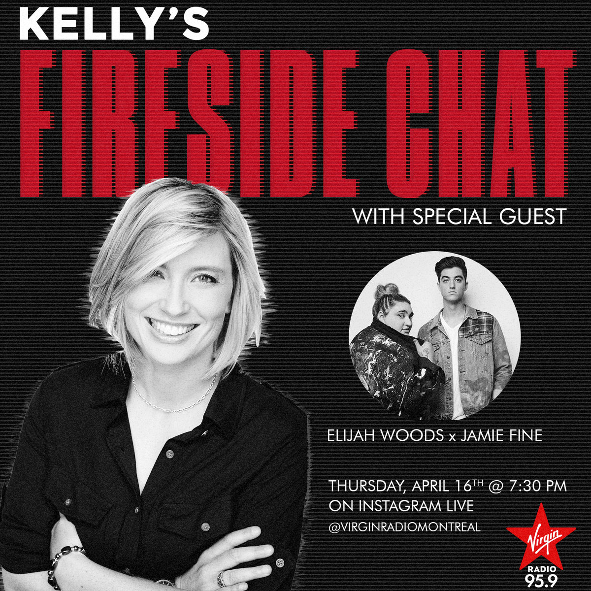 VirginRadioMTL's tweet photo. Tonight on our Virgin Montreal Instagram Live Stream with @KellyAlexander featuring @ExJMusic at 7:30pm EST!! #ElijahWoodsAndJamieFine #ExJMusic #VirginRadio #Montreal #KellyAlexander https://t.co/5lwpH6NOWc