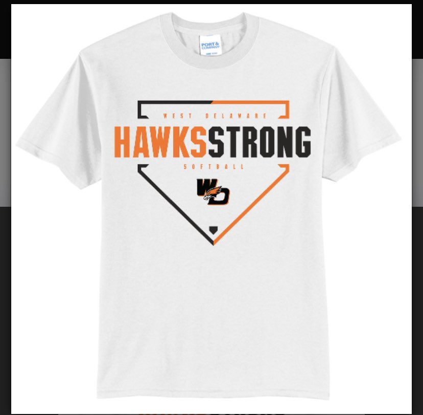 WDHawkSoftball's tweet photo. Here is our Hawk Strong Shirt! Every shirt purchased allows $4 to go back to RMC!! Here is the link to order: https://t.co/lmvXMs6Q0U https://t.co/VlA2muI9DI