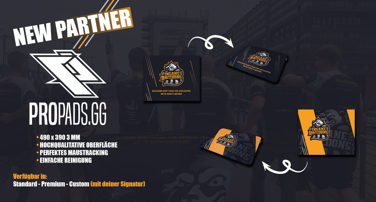 Insane Raccoons (@insane_raccoons) on Twitter photo Dein Mauspad ist älter als du selbst? Kratzer & üble Flecken, da der Energy öfter "umgekippt" ist?
Dank unserer neuen Partnerschaft mit <a href="/propads_gg/">propads.gg</a> können wir nun zwei weitere Designs anbieten, hol dir eins - oder zwei :) Wir freuen uns auf eine gemeinsame Zukunft!
#RaccoonsFAM Dein Mauspad ist älter als du selbst? Kratzer & üble Flecken, da der Energy öfter "umgekippt" ist?
Dank unserer neuen Partnerschaft mit <a href="/propads_gg/">propads.gg</a> können wir nun zwei weitere Designs anbieten, hol dir eins - oder zwei :) Wir freuen uns auf eine gemeinsame Zukunft!
#RaccoonsFAM
