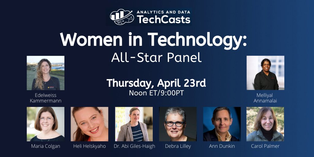 AnalyticandData's tweet photo. One week from today! Women in Technology: All-Star Panel TechCast.  @EdelweissK @debralilley @Abi_Giles_Haigh @HeliFromFinland @SQLMaria @anndunkin Register today:https://t.co/7f52hznBvZ https://t.co/9ezakereTh