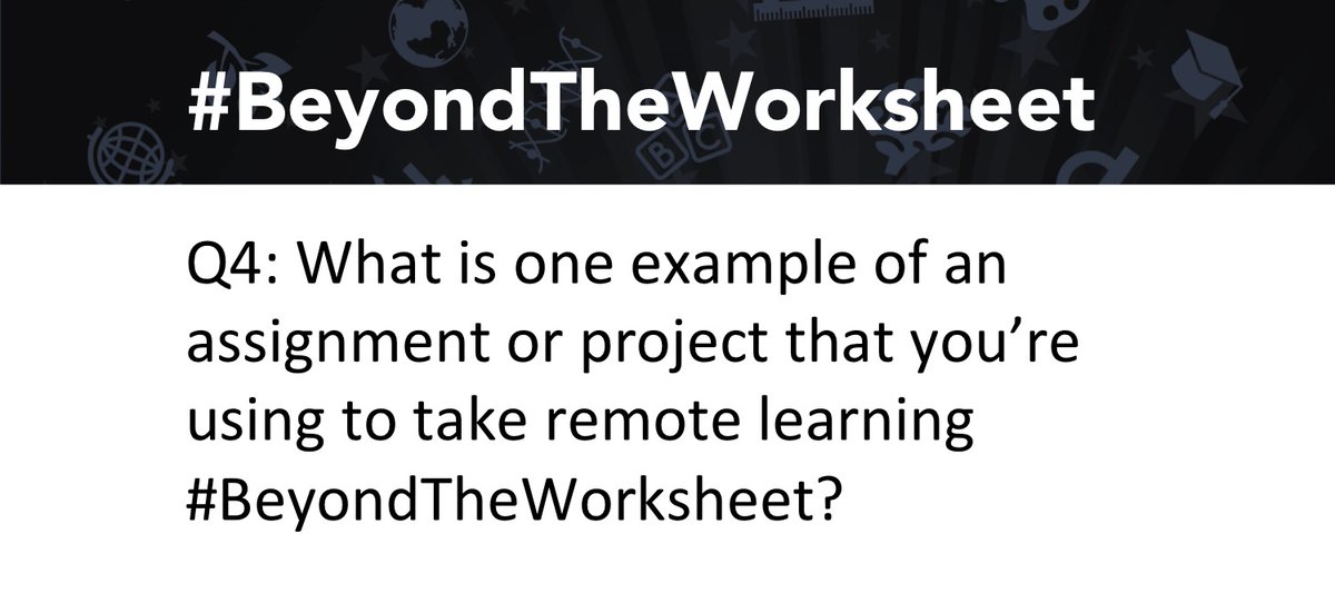 iskme's tweet image. Q4: What is an example of an assignment or project that you’re using to take remote learning #BeyondTheWorksheet? #RemoteLearning #OnlineTeaching #UDLChat #OER #GoOpen