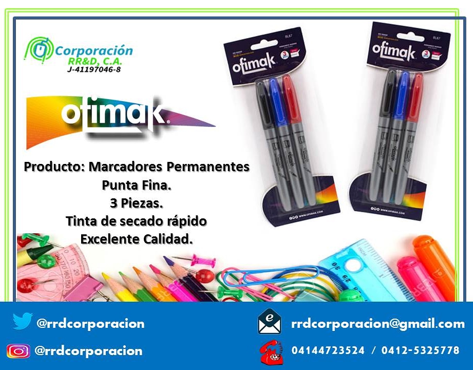 RrdCorporacion's tweet photo. LINEA OFICINA📝📱💻🖍️🇻🇪
Producto: Marcador Permanente
Punta Fina
Presentación: Unidad
Blíster de 3 Unidades
Color: Azul, negro y rojo
Consulta nuestros precios y con gusto le atenderemos.
#oficina
#Colegio
#papeleria
#rrdcorporacion
#ventas
#marcadores
#Ofimak https://t.co/w3w1U4YP6t