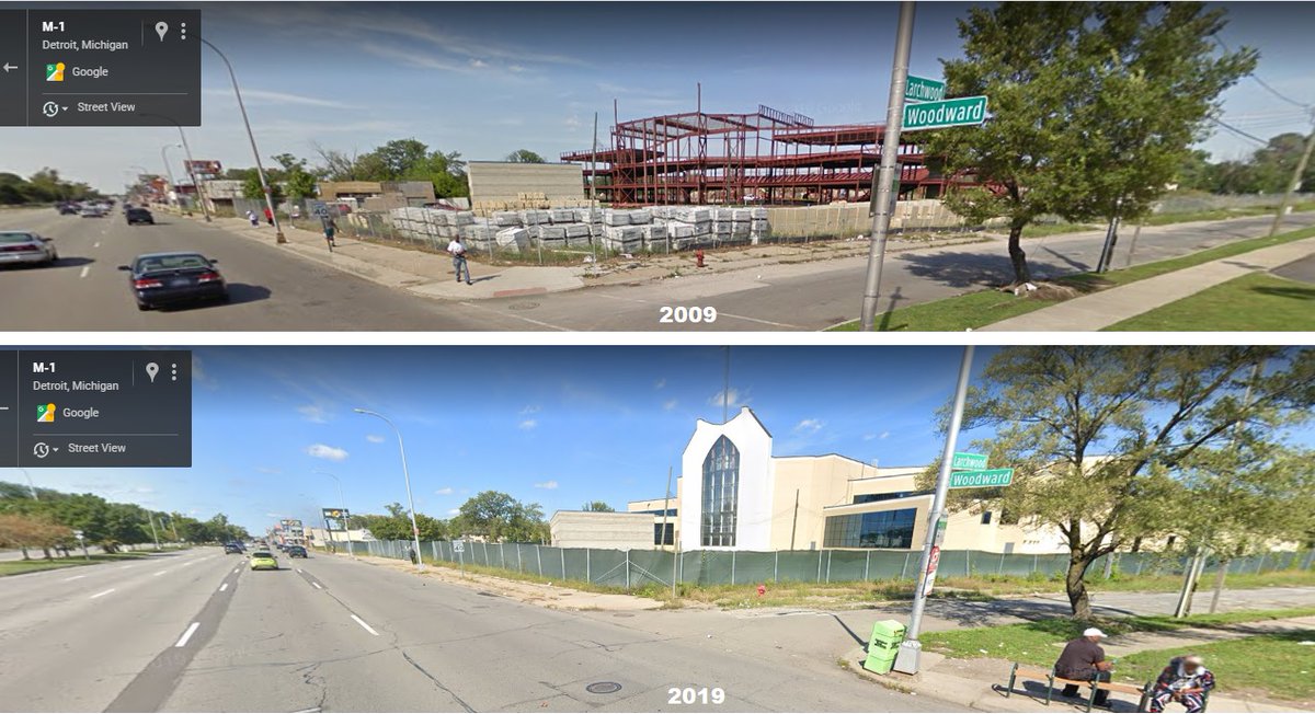 Detroit Street View On Twitter Detroit Woodward 7 Mile 1946 2019 Looking North Across 7 Mile Interurban Tracks In The Median Were Ripped Up In The 50 S The 3 Story Brick Structure