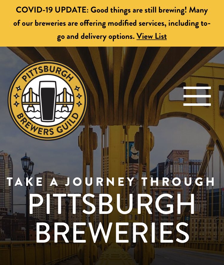 Not many changes to brewery hours and to-go list this week. Visit our new webpage for the complete list of PBG member brewery offerings (link in bio).
pittsburghbreweries.com.
.
Good things are still brewing in Pittsburgh!