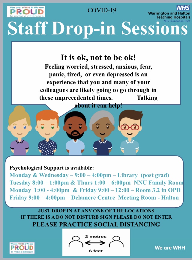 It's ok not to be ok.
Psychological support drop in sessions are available. Days times and venues on the poster below. <a href="/WHHYourFuture/">Your Future at WHH</a>