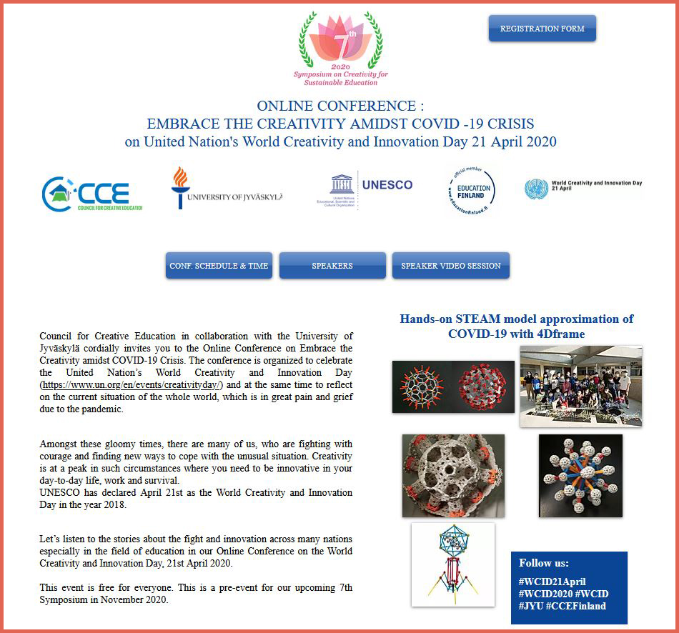 LEAaccelerator's tweet image. Join the UNESCO-CCE #Online #Conference &quot;EMBRACE THE CREATIVITY AMIDST COVID-19 CRISIS&quot; on 21 April. Read more here: learntechaccelerator.eu/jyu-unesco-cce…
To sign up, go to ccefinland.org/21april
#h2020 #edtech #teaching #homeschooling #education #crisis #procurement #technology #UNESCO