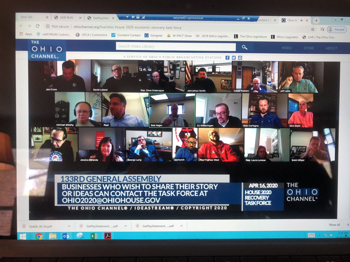 Watching the Ohio House Economic Recovery Task Force. They want to hear from small businesses about reopening Ohio’s economy. Send an email to Ohio2020@ohiohouse.gov to share your business’ story, challenges and weigh in with your ideas. #DrivingOhioForward #InThisTogetherOhio
