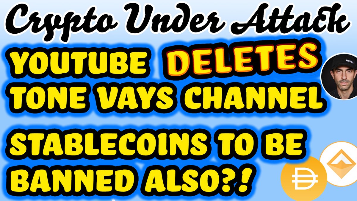 ColinTCrypto's tweet photo. 🔵 Tone Vays Channel DELETED by @YouTube.

Stablecoins to be Banned Also?

Crypto Under Attack!

https://t.co/WaKmsCPIvw

@ToneVays @ChrisDunnTV @Nicholas_Merten https://t.co/I7wjUOaPzM