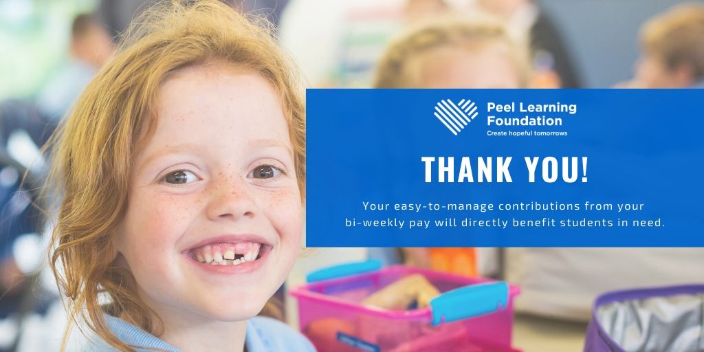 THANK YOU!💙

In the last few days, we've received many new <a href="/PeelSchools/">Peel District School Board</a> payroll donors. These bi-weekly gifts will directly support students in need. Together, we can create hopeful tomorrows.