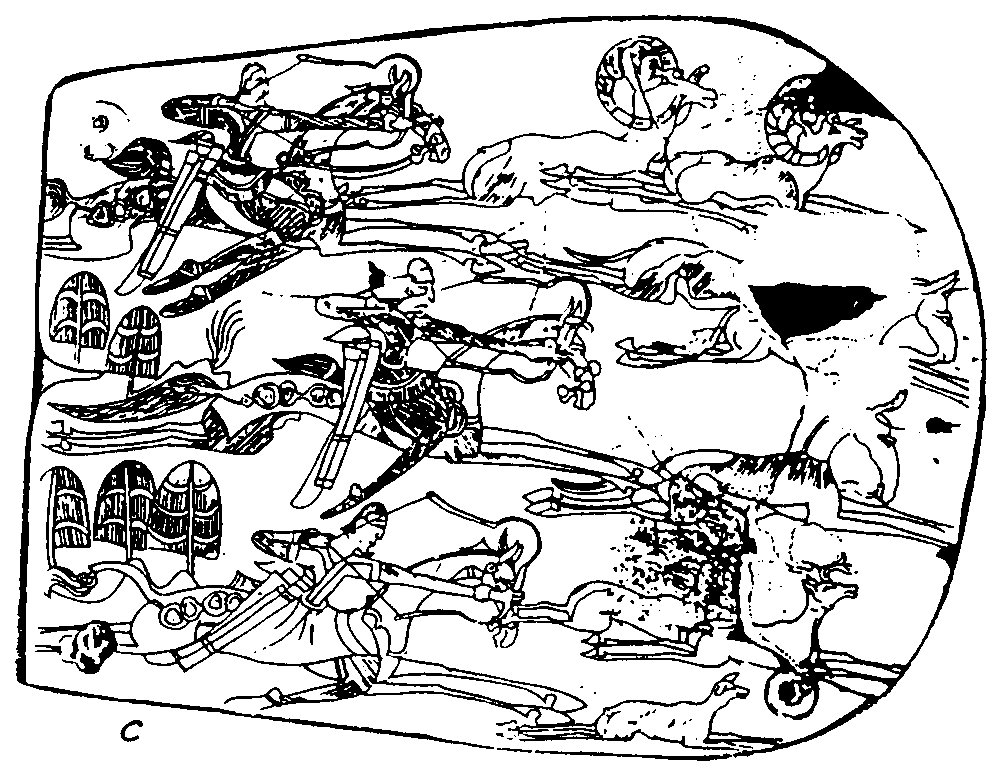 Another Orlat plaque shows warriors hunting.