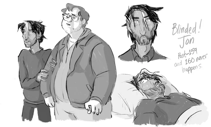 Here's some blinded!Jon doodles before diving into the new ep, I know no one asked for them but here they are anyway. #MagnusPod #themagnusarchives 