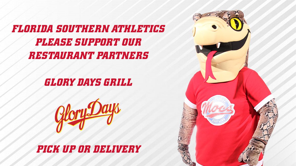 FSC_Mocs's tweet image. FSC Athletics reminds you that our restaurant partners are still open, for pick up and delivery! @FLSouthern
@glorydays_flga @GloryDaysGrill @lakelandgov @LakelandChamber @DowntownLkld @lakelandlocal #GoodEats #LetsGoMocs #GreatAmericanTakeout