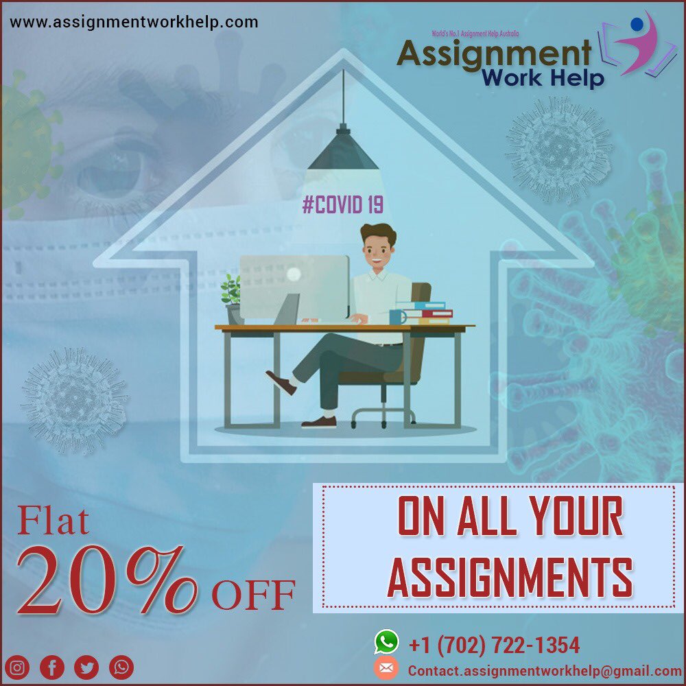 AWorkhelp's tweet image. Flat 20% OFF on all your assignments from any university.
AWH is here to help you in the stage of Corona pandemics (COVID19)
Mail:- Contact.assignmentworkhelp@gmail.com
Whatsapp:- +1 (702) 722-1354
#assignmentworkhelp #corona #homeworkhelpaustralia #cheapassignmenthelpaustralia
