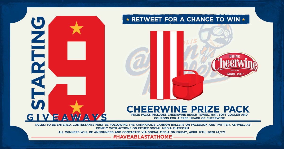 Kcannonballers's tweet photo. RETWEET for a chance to win a Cheerwine Prize Pack! 

The prize pack includes a Cheerwine beach towel, hat, soft cooler and a coupon for a FREE 12pack of Cheerwine! 

Thank you @DrinkCheerwine for helping us #HaveABlastatHome! https://t.co/zWkaKIpqcU