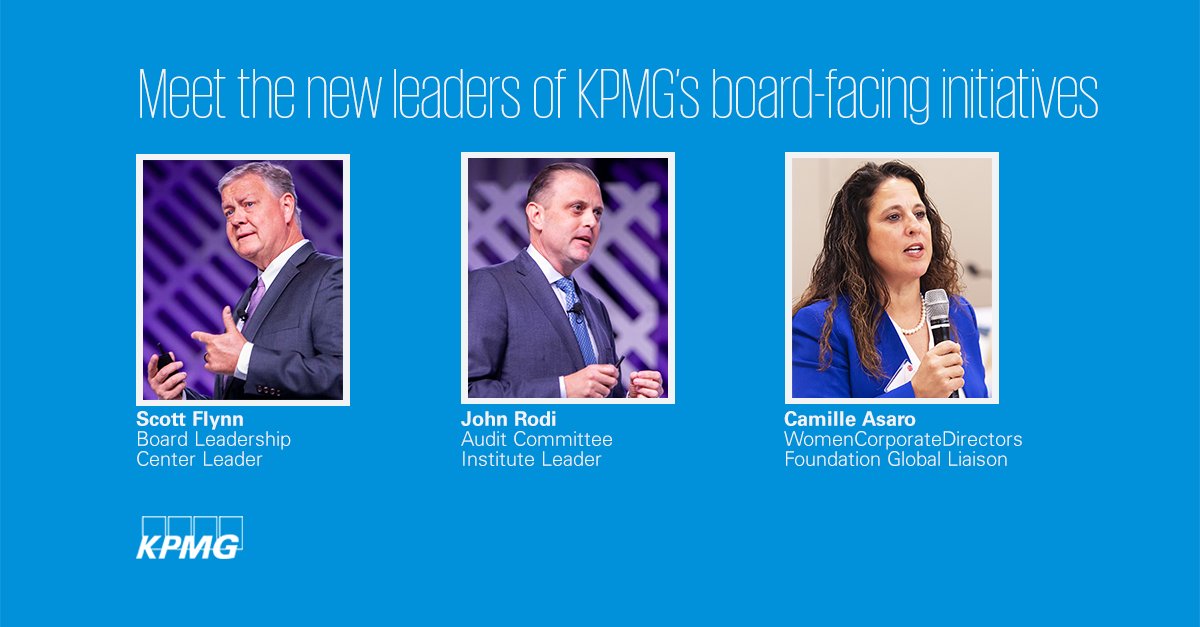 Meet the new leaders of the @KPMG_US #KPMGBLC, #AuditCommittee Institute and @WomenCorpDirs, who are helping to address the critical challenges shaping business and #board #agendas. info.kpmg.us/news-perspecti…