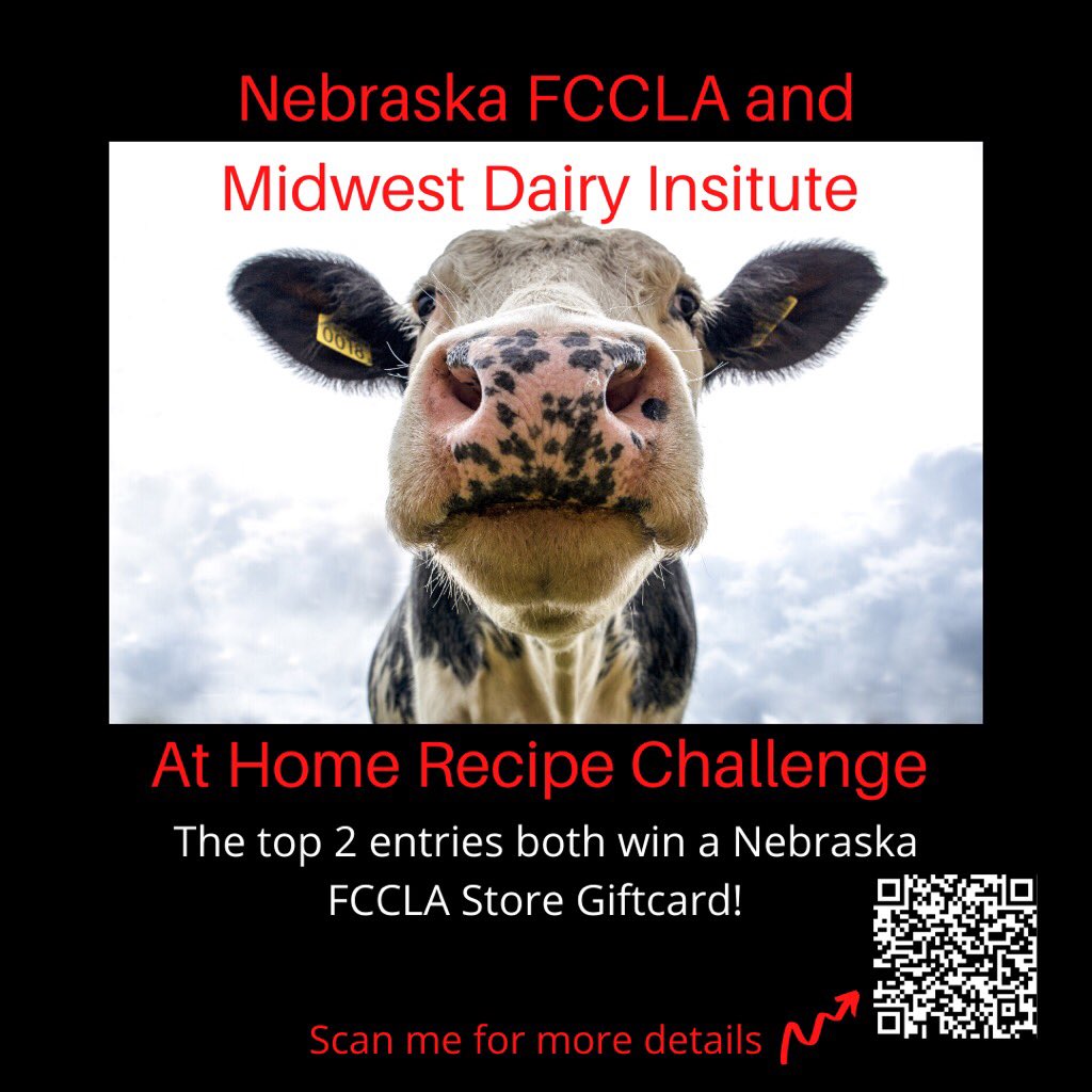 NebraskaFCCLA's tweet photo. Break out your aprons and some at-home creativity Nebraska FCCLA members! Win gift cards! We are hosting a Dairy 🥛 Recipe Challenge in support of one of our partners @MidwestDairy! See below for more information! #NEFCCLAathome #FCCLA #FCSinaction #UndeniablyDairy https://t.co/rSQu8xBVLp