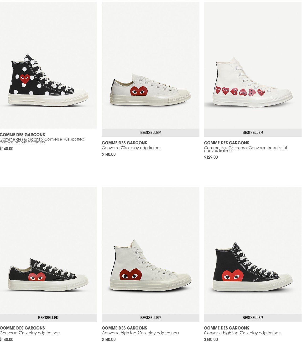 comme des garcons converse 70s x play cdg trainers