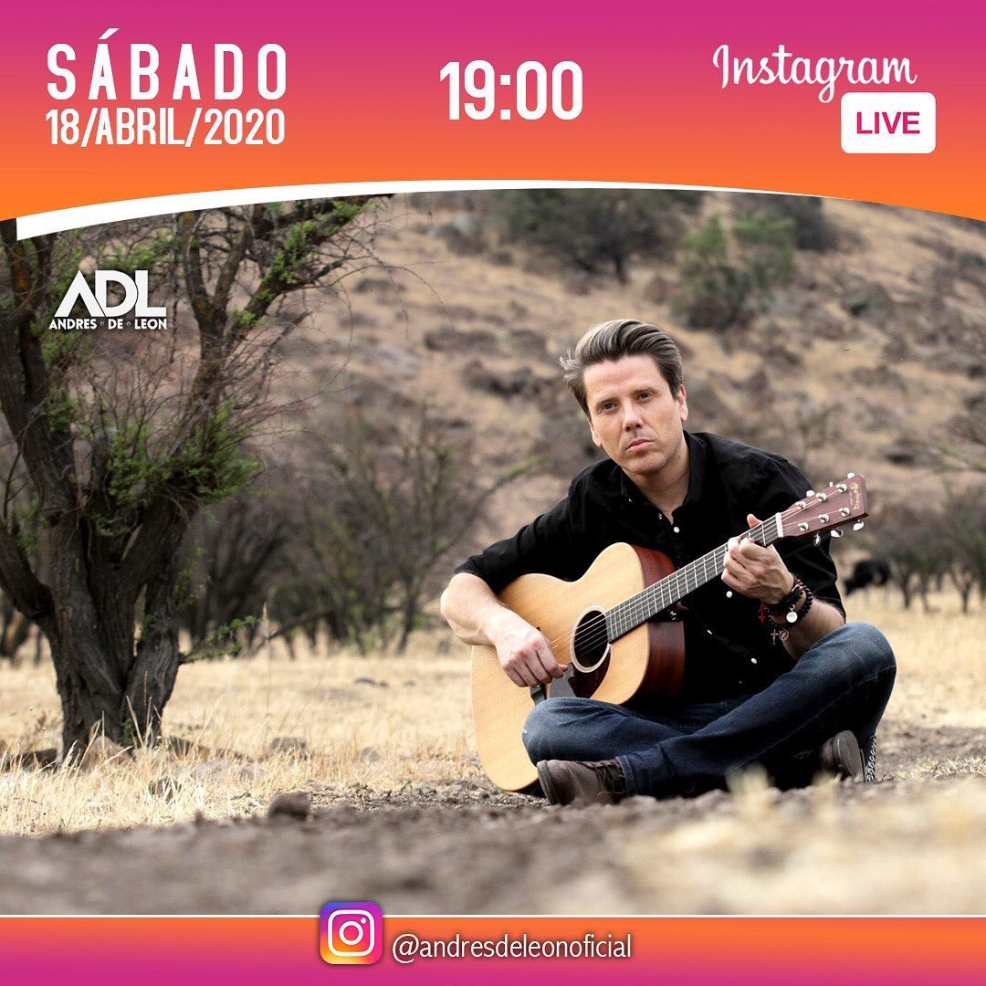 Posted • <a href="/IamAndresdeLeon/">Andres de Leon</a> Este sábado 18/04 a las 19:00 hrs. Hay un nuevo Instagram Live! A conectarse 😍 #QuedateEnCasa #CuidarteEsCuidarnos #AndresDeLeon