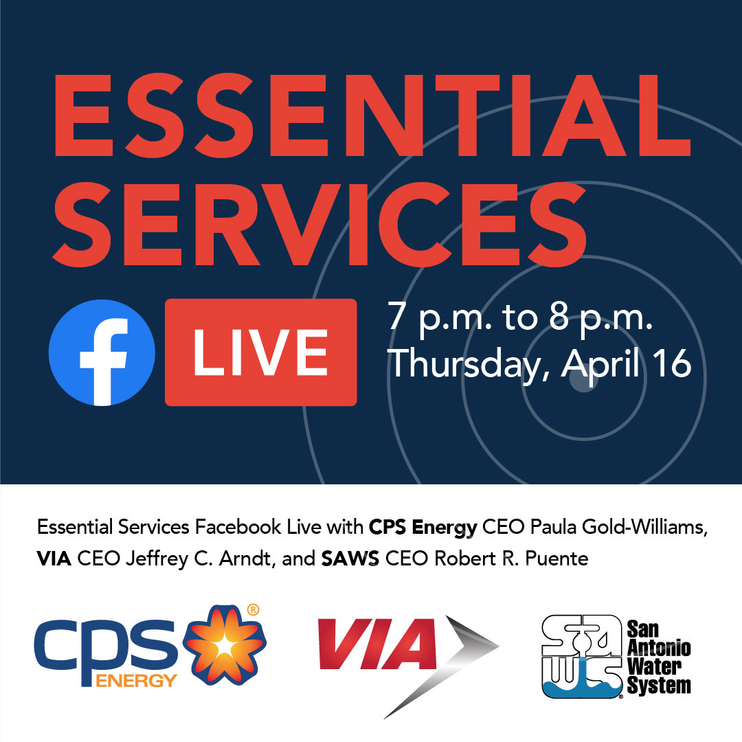 Don’t forget tune in to our Facebook Live with <a href="/VIA_Transit/">VIA Metro Transit</a> &amp; <a href="/MySAWS/">𝐒𝐀𝐖𝐒 🎁🫔🥳</a> TONIGHT at 7PM. We’ll be discussing how we’re keeping our community safe while providing essential services during #COVID19 + sharing info on customer resources. You don’t want to miss it!