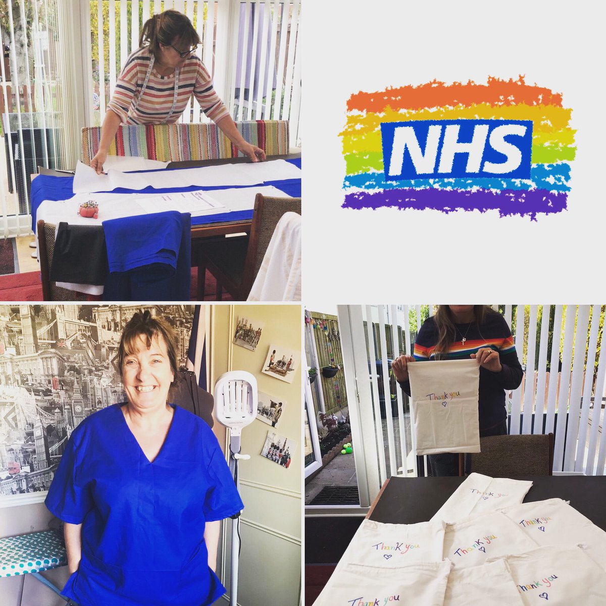 So proud of my mum!! She is using her time to make Scrubs for our local nhs! 🌈❤️ #supportourNHS