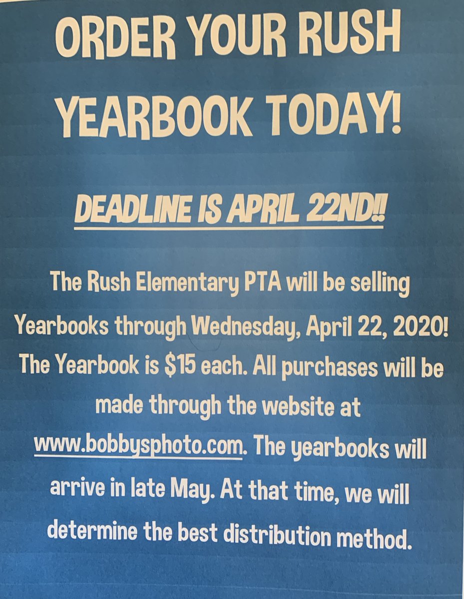 RushRoadrunners's tweet photo. The deadline to purchase a yearbook is April 22. https://t.co/MxhLwwEoUN
