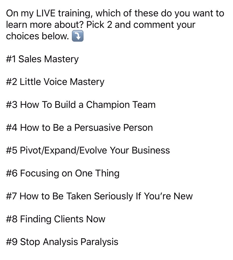 blairsinger's tweet photo. Pick 2 choices and let me know which you want to learn about below! ⤵️ 
#ThursdayThoughts #ThursdayMotivation #entrepreneurgoals #BusinessPlan https://t.co/J0M3We5nxy